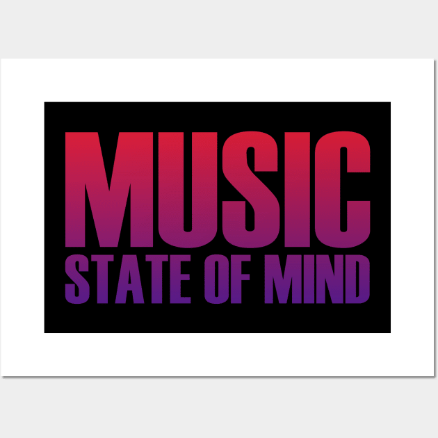 MUSIC STATE OF MIND-Red/Blue Text Wall Art by BLDesign